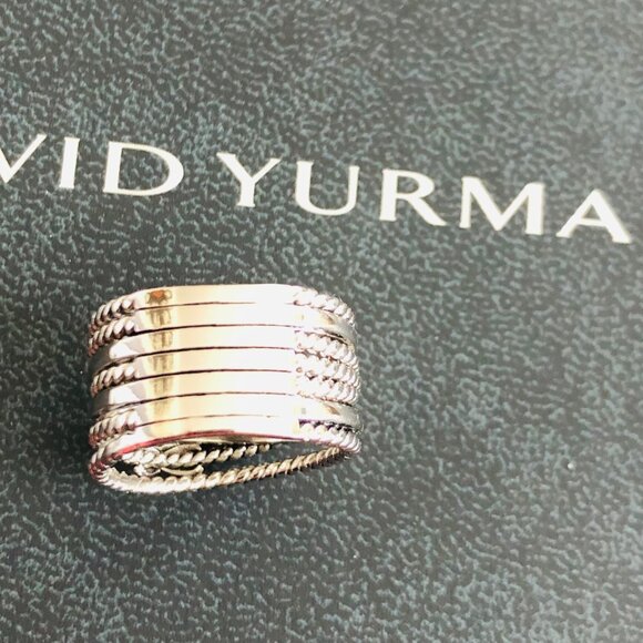 David Yurman Double X Crossover Ring with 18K Gold Size 8 DY Pouch Included - Picture 10 of 15